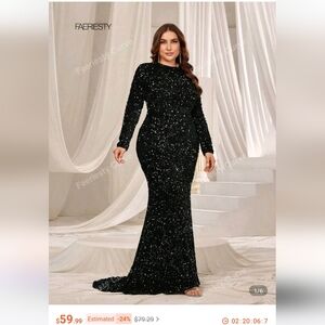 Black Sequin Evening Gown